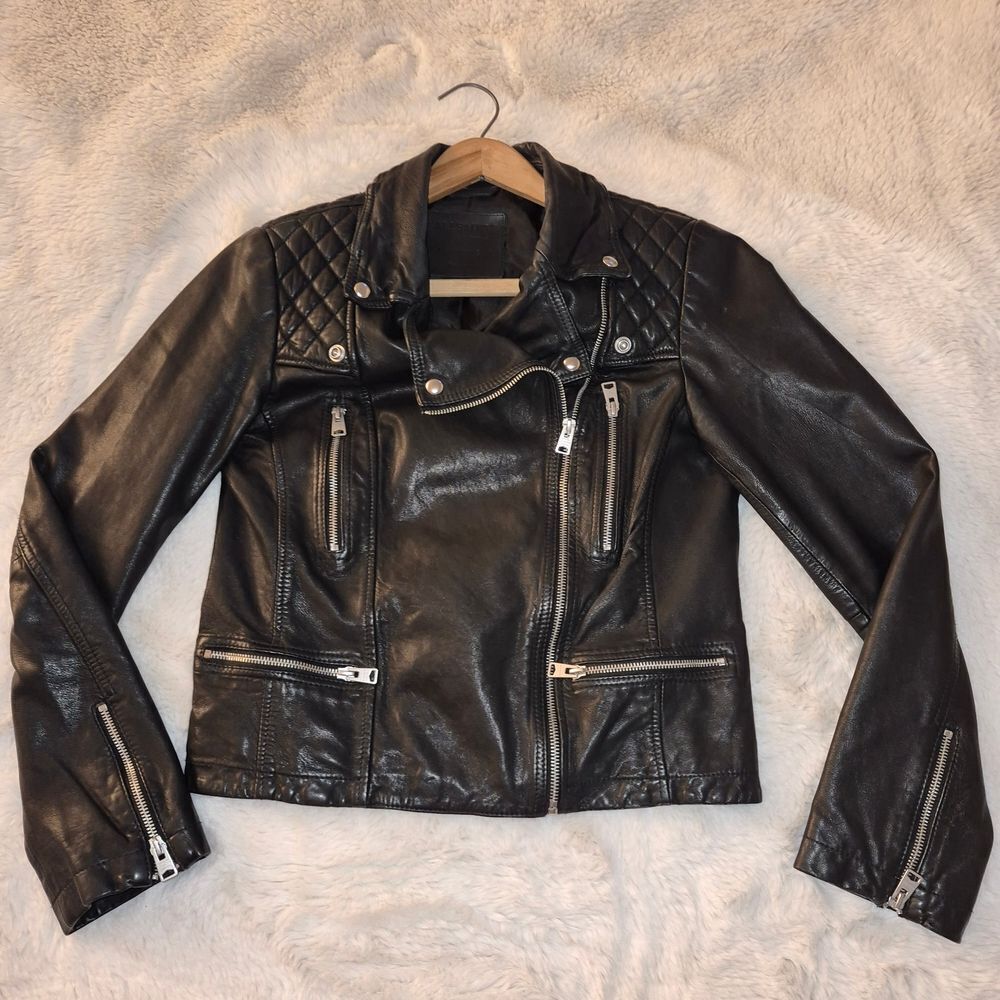 All Saints Black Leather Jacket Like New Black